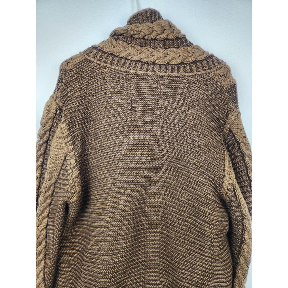 Leif Nelson Sweater Men XXL Brown Cable Knit Toggles Cardigan Pockets - Picture 6 of 10